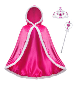 Fur Princess Hooded Cape Cloaks Costume for Girls