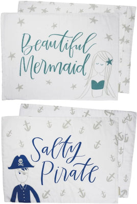 Pillowcase Set Salty Pirate and Beautiful Mermaid